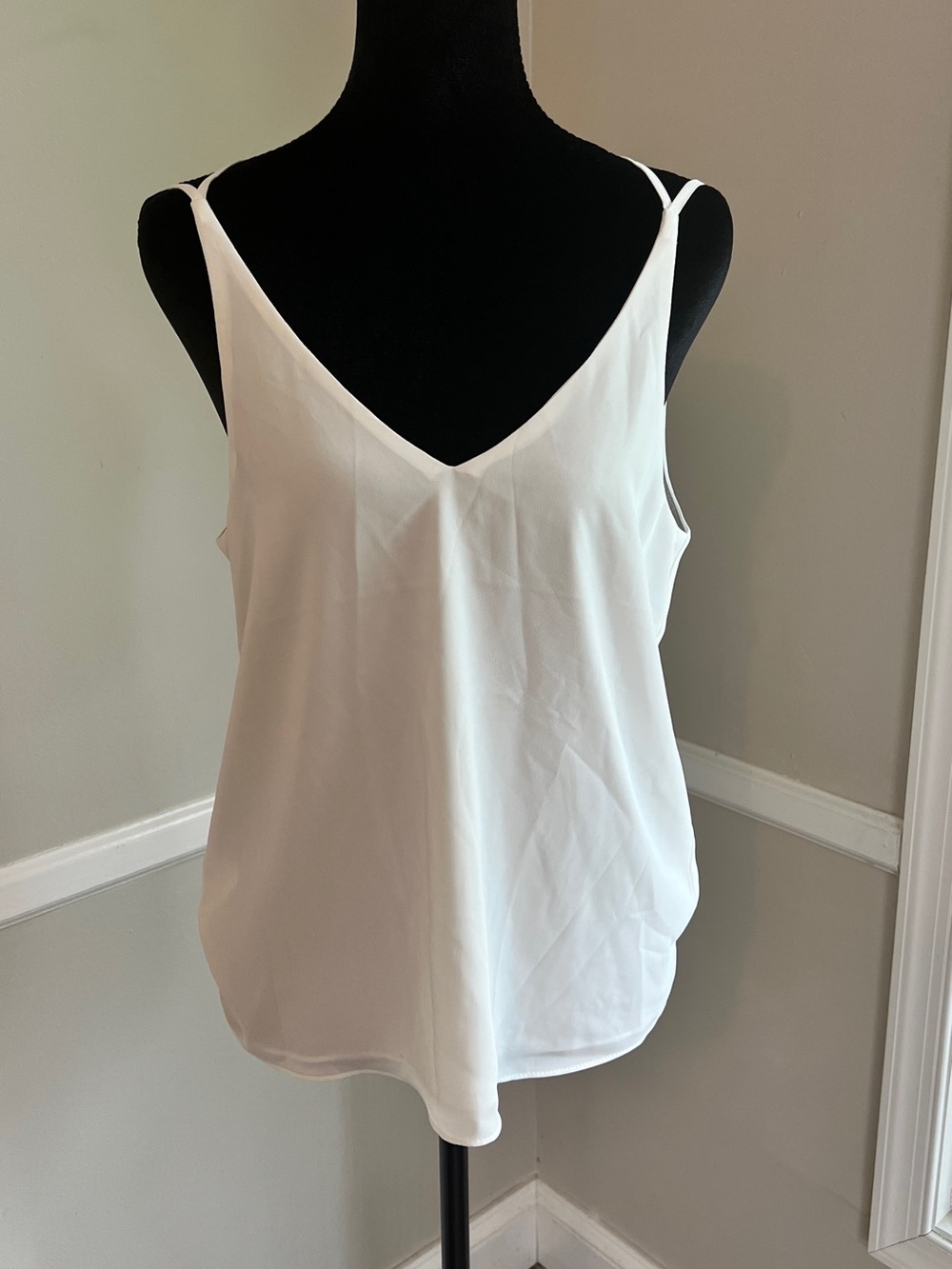 Topshop White V-Neck Spaghetti Strap Tank